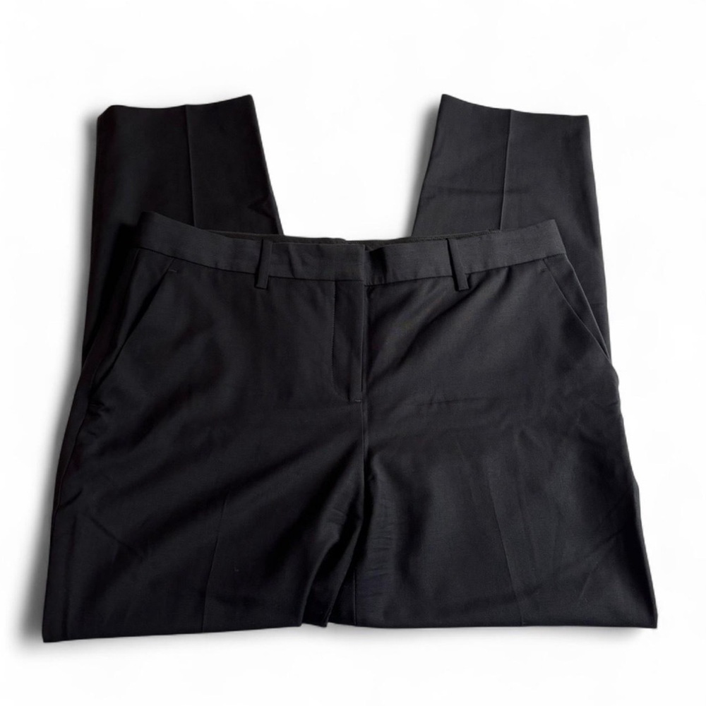 Theory Trecca 2 Black Dress Pants 10 Wool Blend Mid Rise Straight Leg Career - Picture 2 of 6